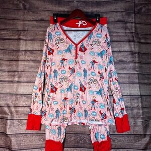 Little Sleepies Justice League Bamboo Pajama Set Womens Large Pink DC Comics L